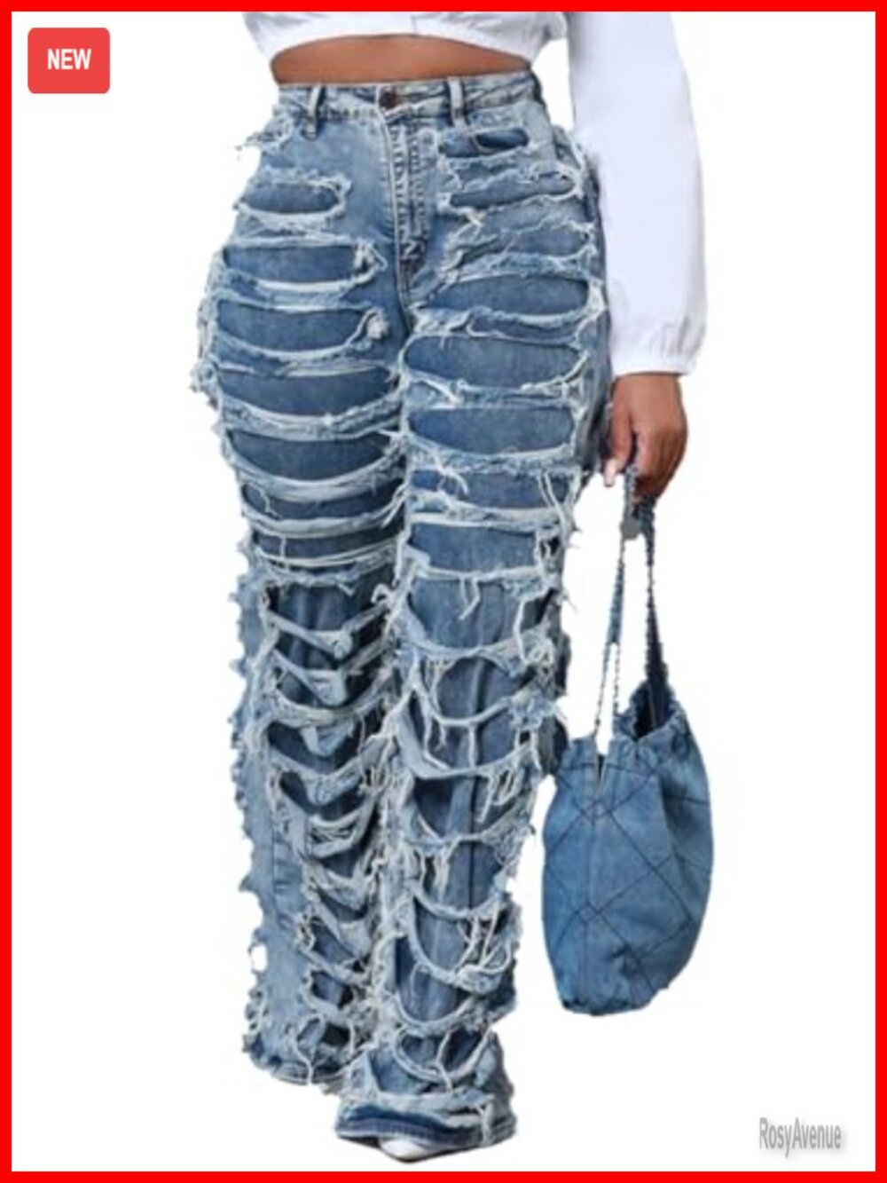 High Waisted Wide Leg Straight Jeans Baggy Stretch Loose Denim Pants